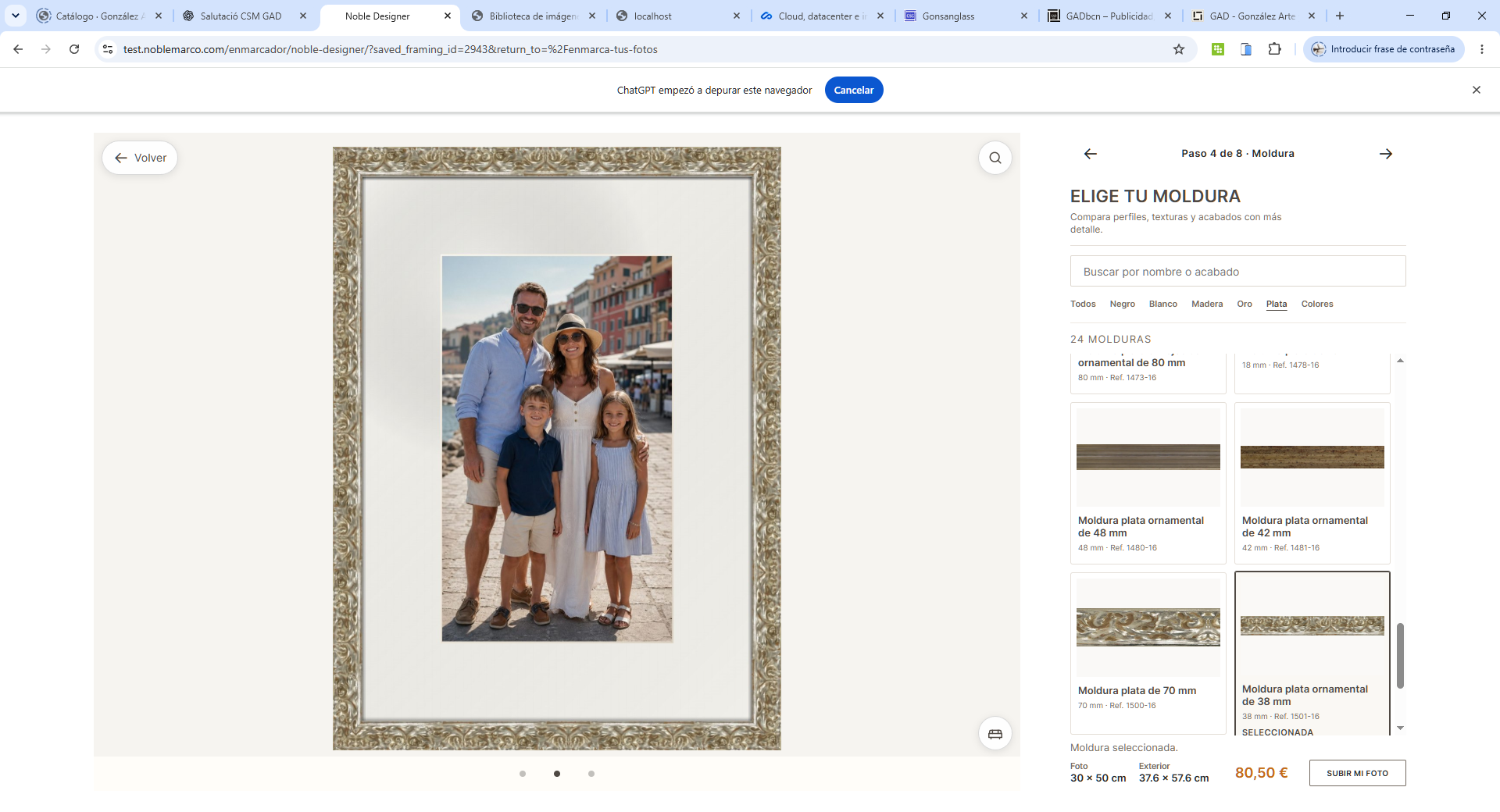 Ejemplo del enmarcador virtual con una fotografía familiar